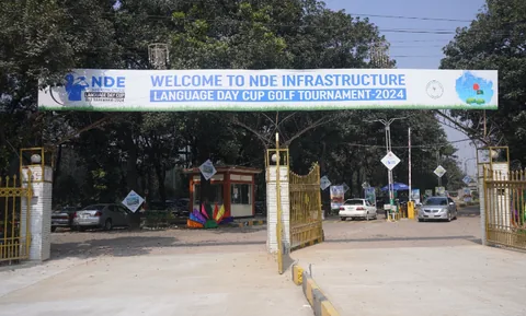 Roadside welcome banner for the NDE Infrastructure Language Day Cup